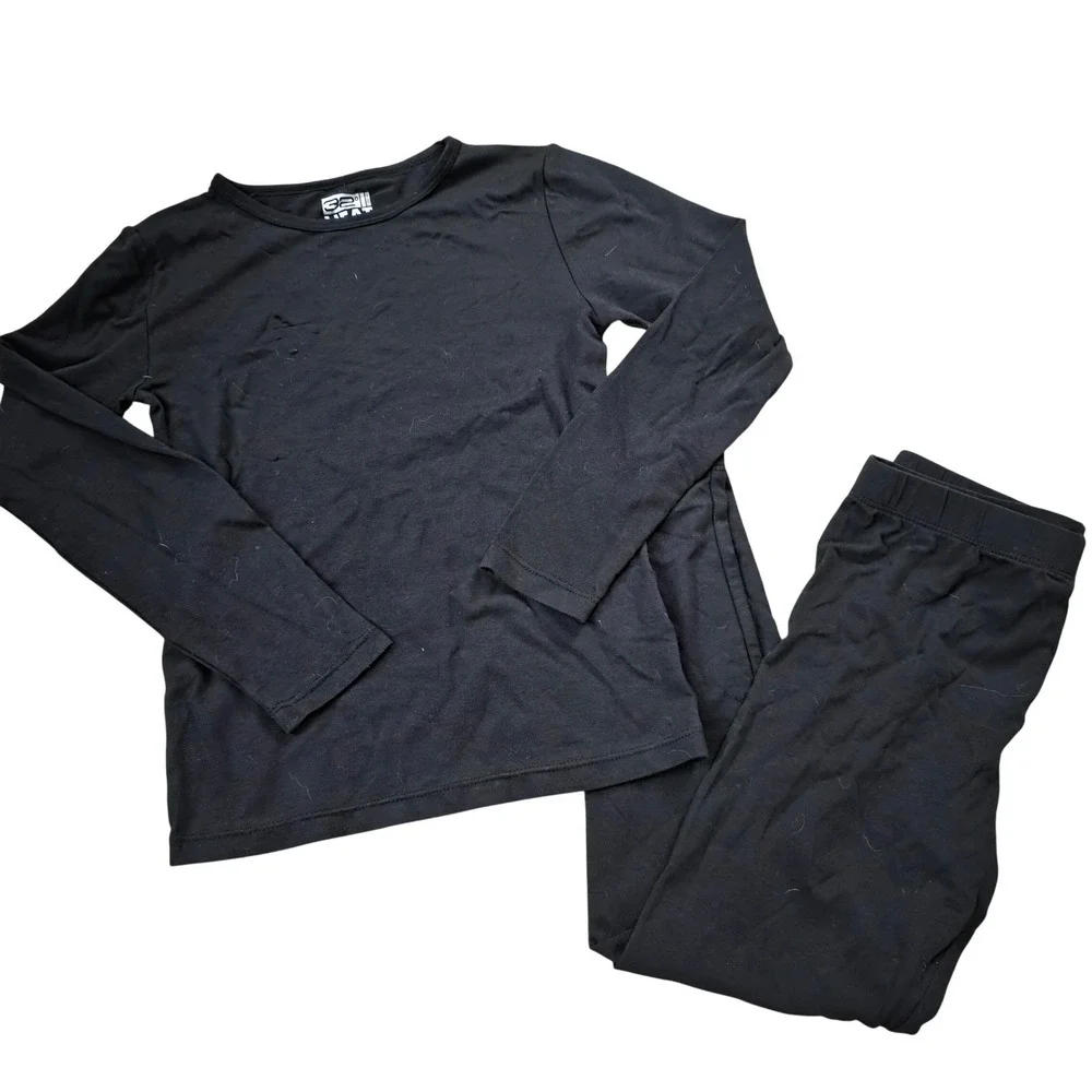 32 Degrees Heat Baselayer Set Black Thermal Long Sleeve Leggings Kids Size Small